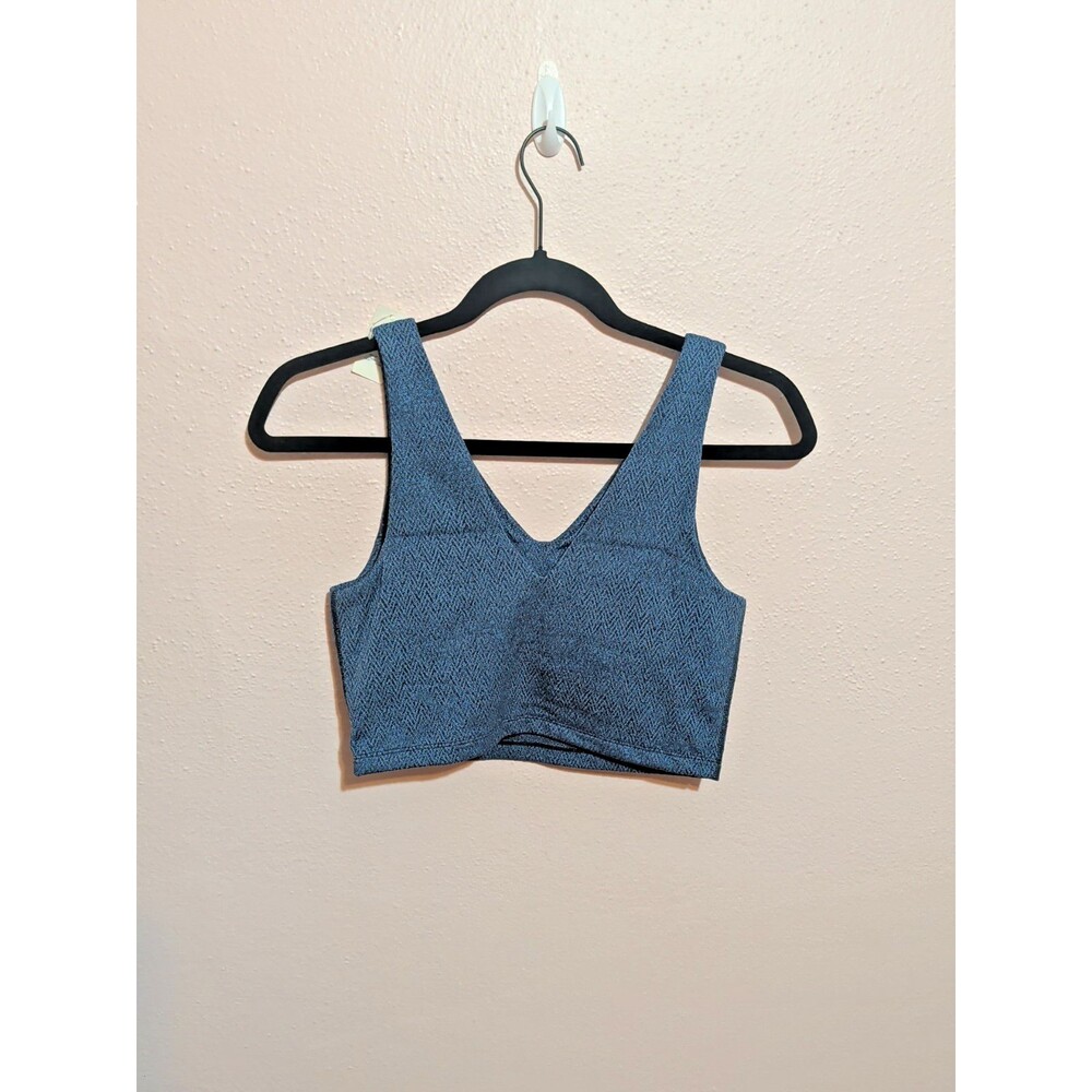 ⭐NWT OFFLINE by Aerie Women's S V-Neck Crop Top Lounge Bralette Blue Textured⭐ - Picture 4 of 10